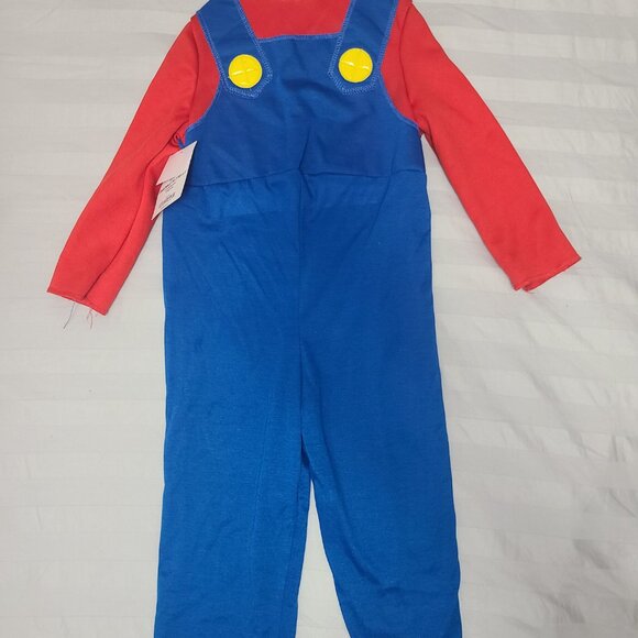 Super Mario coverall Halloween Costume Size 2T toddler (NEW) - Picture 2 of 8